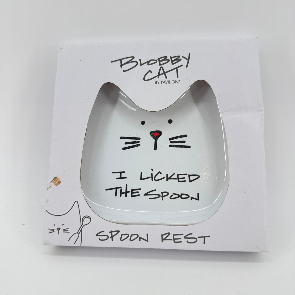 Pavilion Blobby Cat Spoon Rest Unisex OS White Ceramic I Licked The Spoon 37114